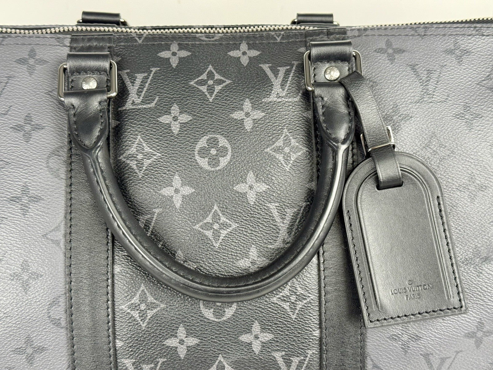 Louis Vuitton Duffle Bag M Monogram Eclipse Keepall Canvas Black/Gray Size 50