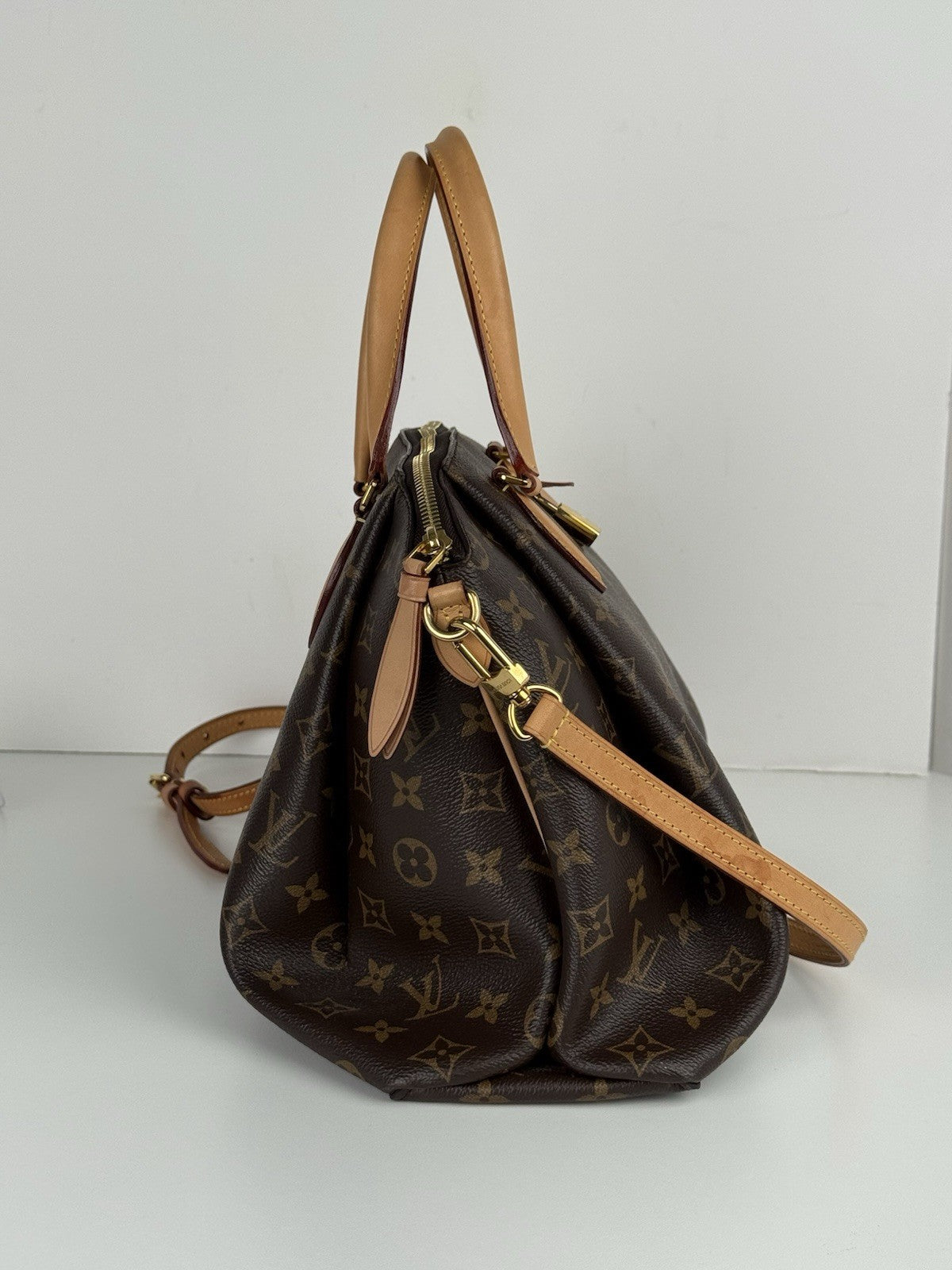 LOUIS VUITTON Monogram Tote Bag Rivory Hand Bag Brown Canvas