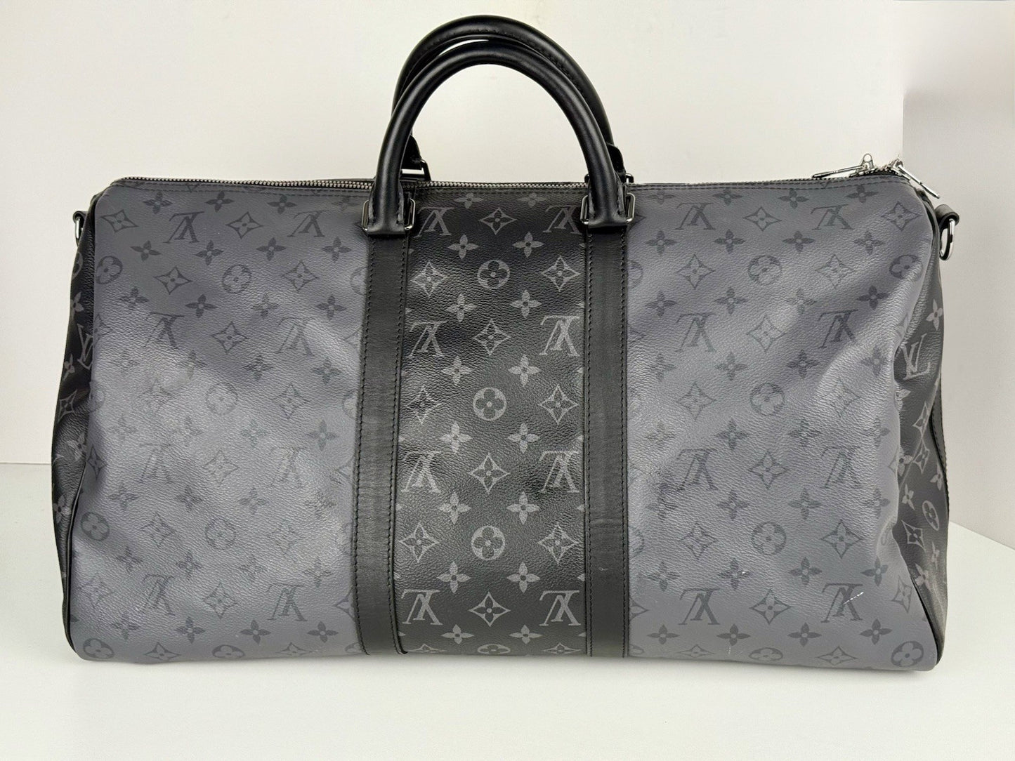 Louis Vuitton Duffle Bag M Monogram Eclipse Keepall Canvas Black/Gray Size 50