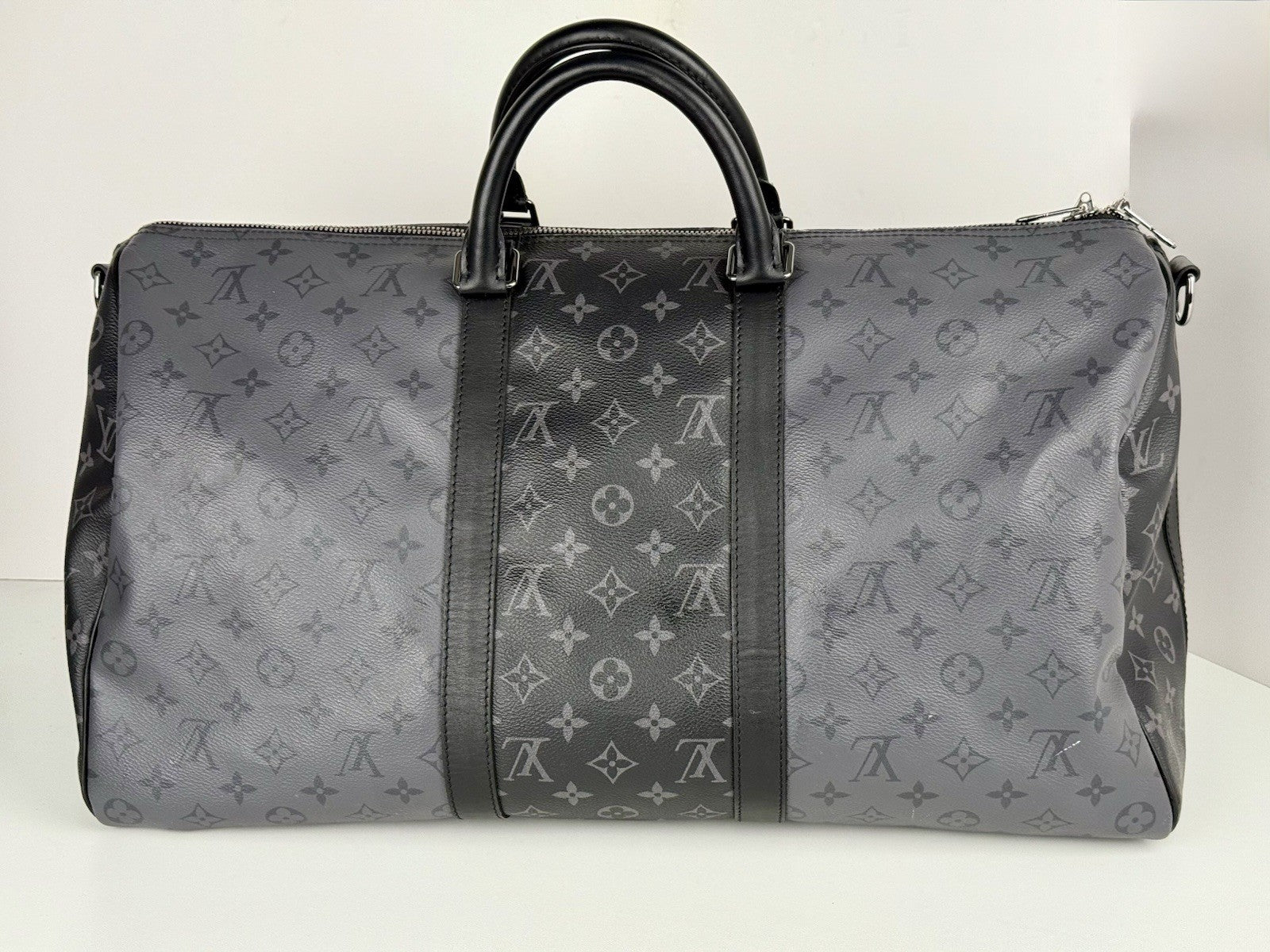 Louis Vuitton Duffle Bag M Monogram Eclipse Keepall Canvas Black/Gray Size 50