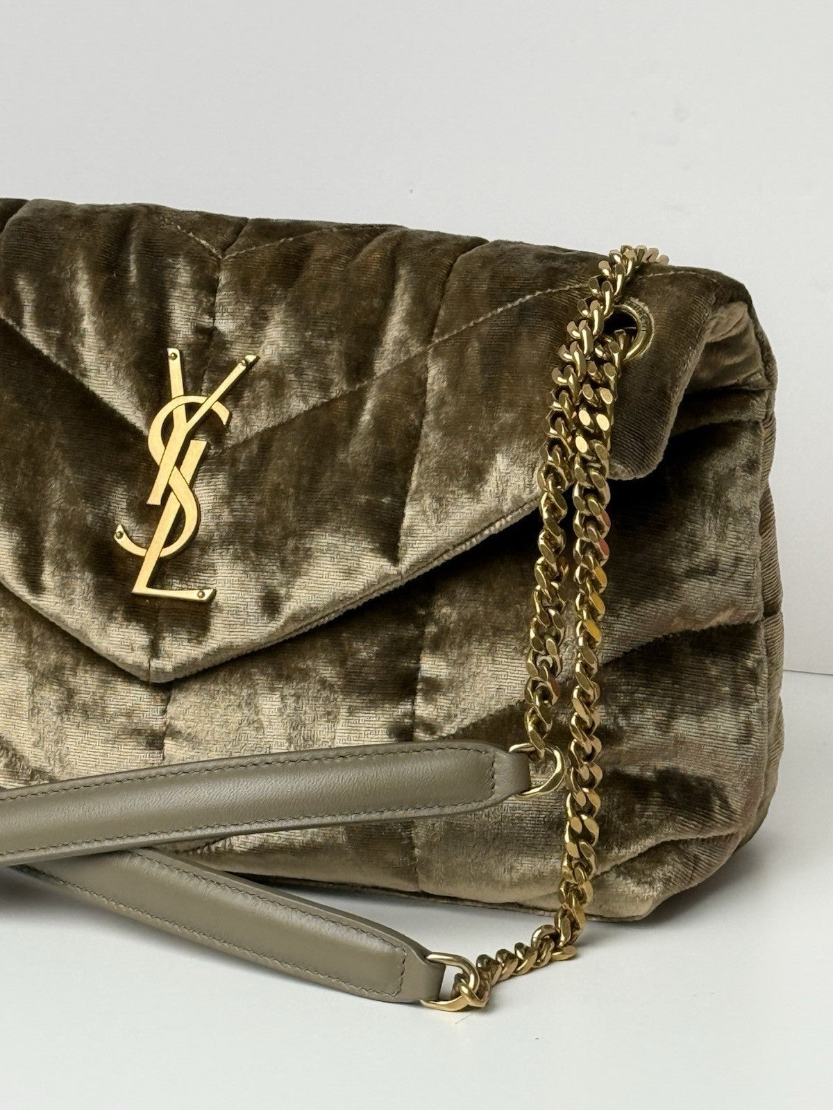 Saint Laurent Loulou Puffer Small YSL Shoulder Bag in Quilted Velvet