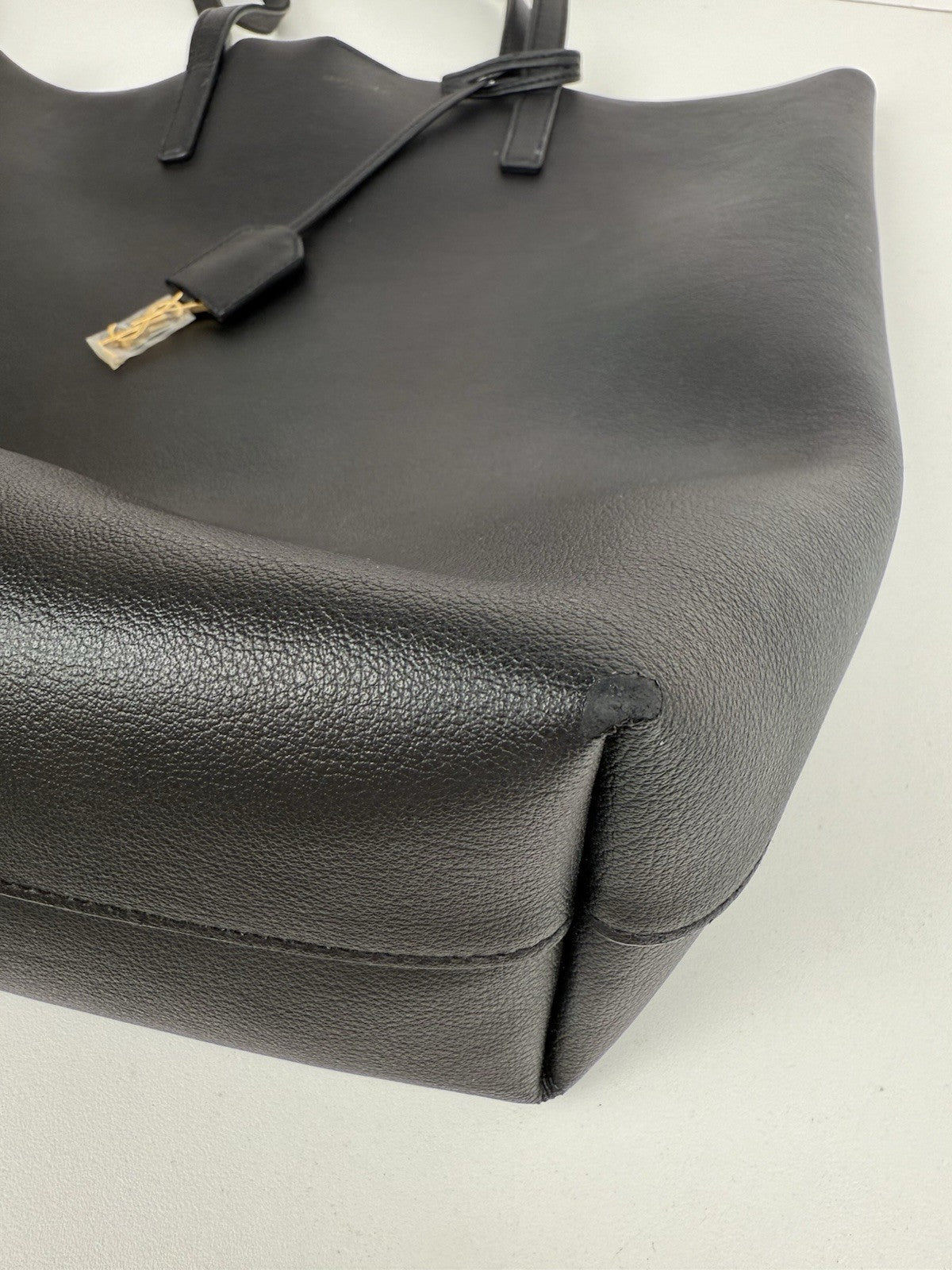 Saint Laurent Black Leather Shopping Tote