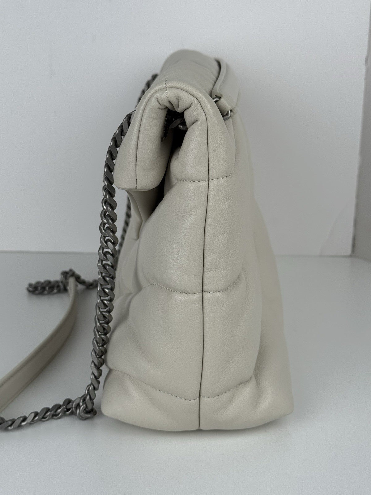 Saint Laurent LouLou Puffer Medium Shoulder Bag in White