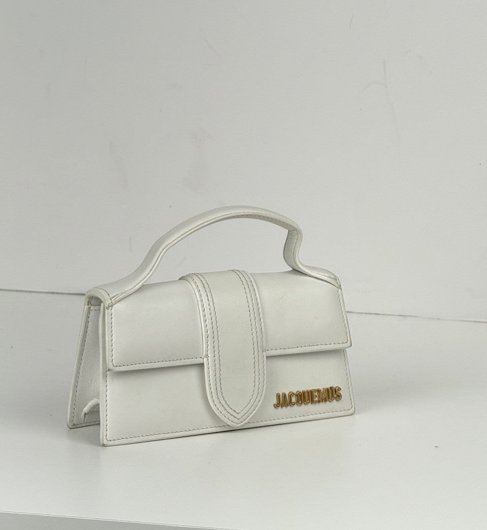 JACQUEMUS  Calfskin Le Bambino White Bag