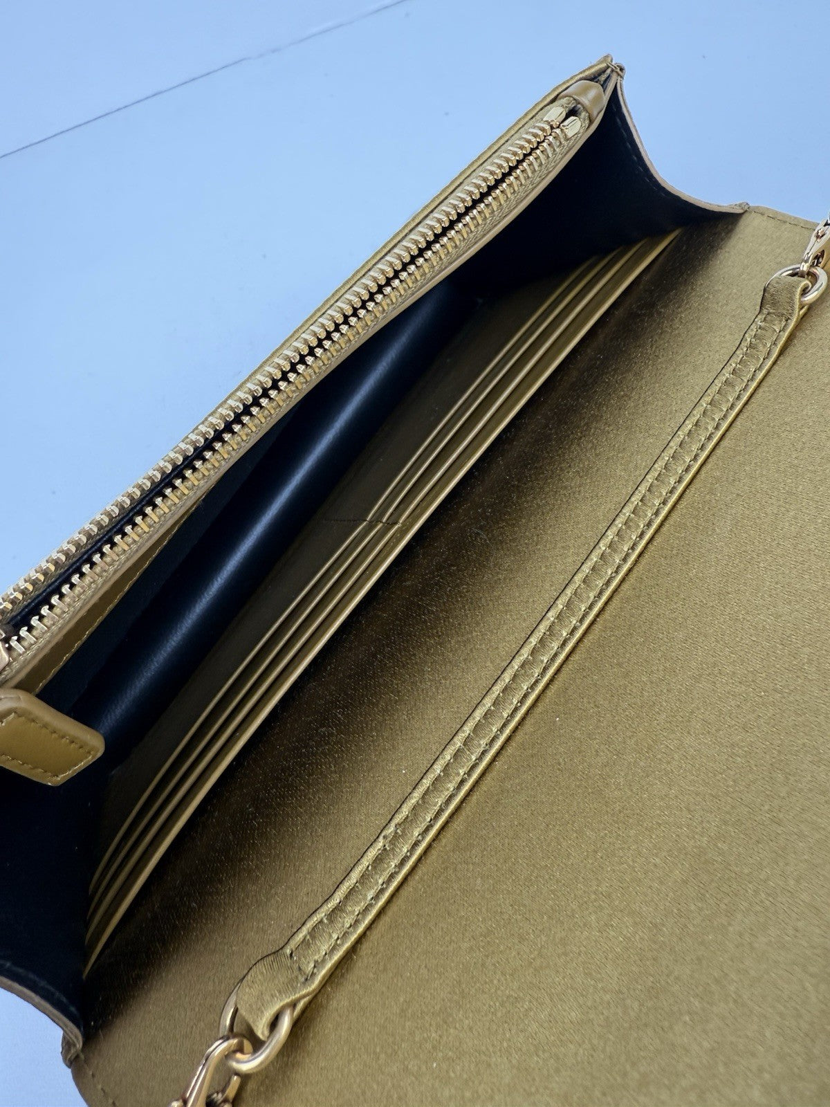 Saint Laurent Kate Tassel Satin Wallet on Chain