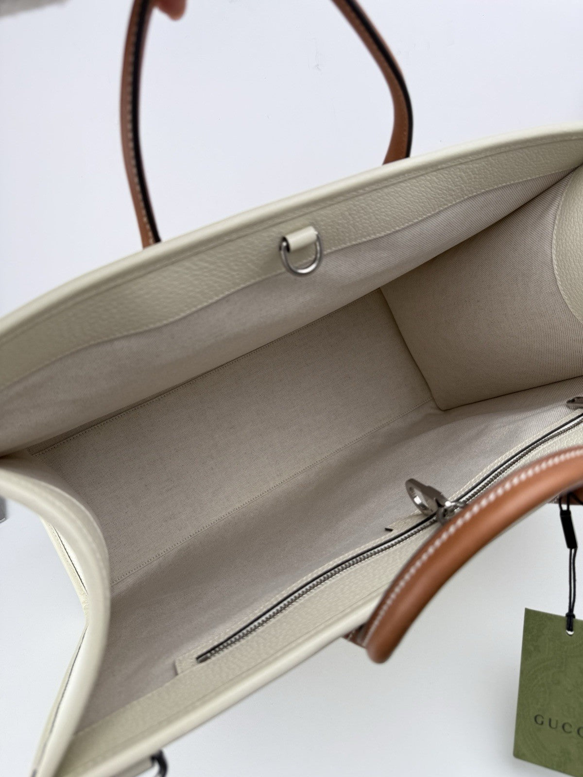Gucci White Canvas/Leather GG Interlocking Top Handle Tote Bag