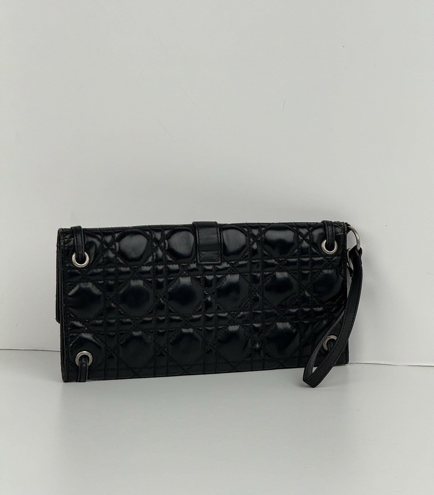 Dior Vintage Cannage Black Leather Clutch 