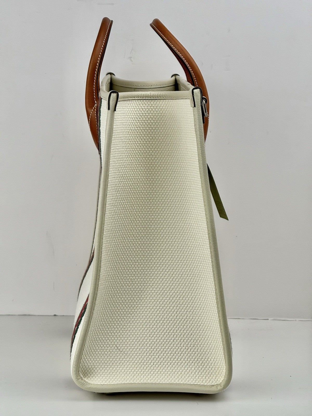 Gucci White Canvas/Leather GG Interlocking Top Handle Tote Bag