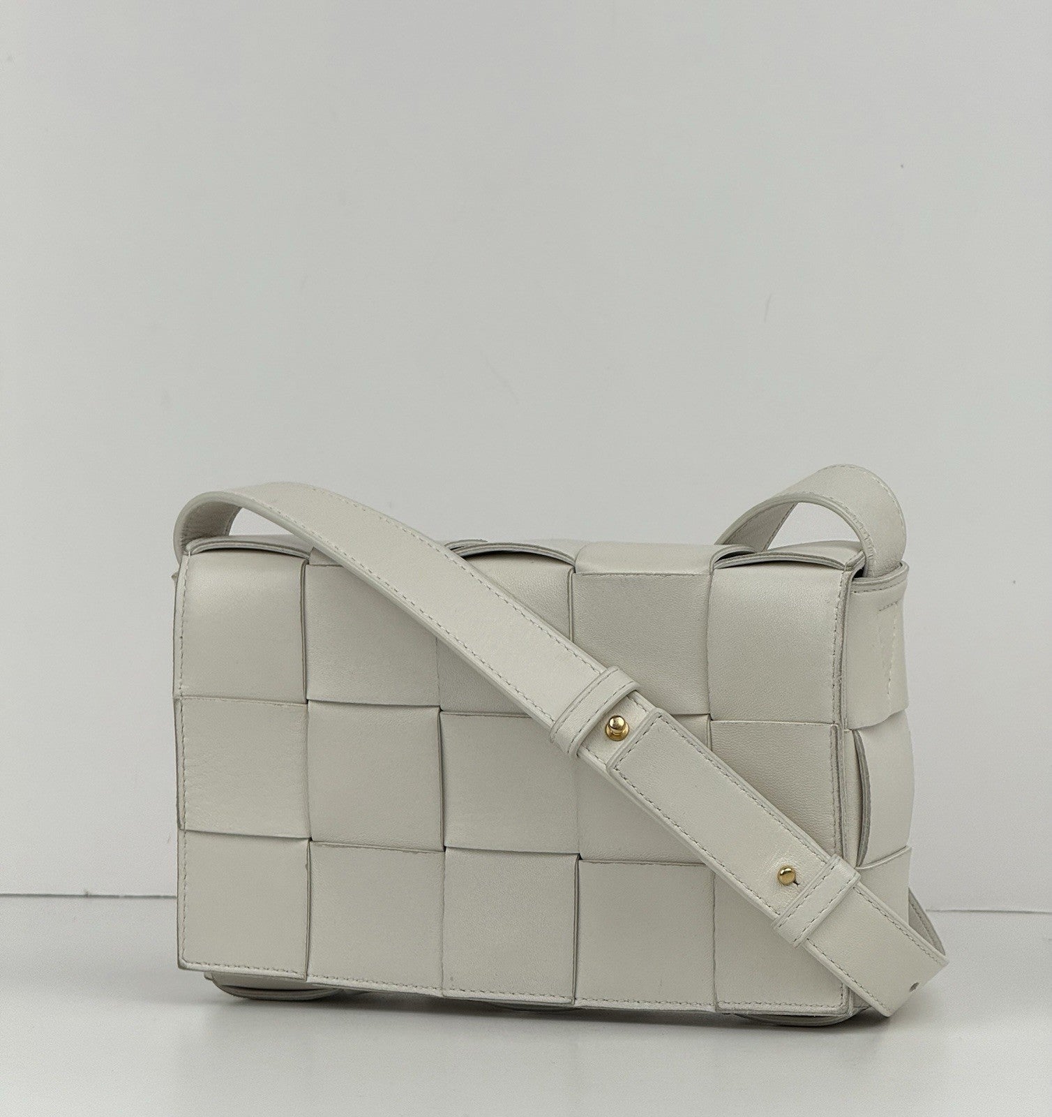 Bottega Veneta Intrecciato Cassette Shoulder Bag White