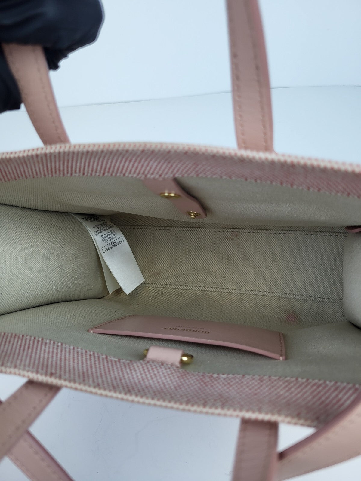 Burberry Freya Shopping Tote Canvas with Leather Mini Pink
