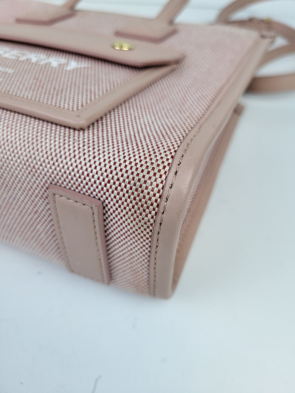 Burberry Freya Shopping Tote Canvas with Leather Mini Pink
