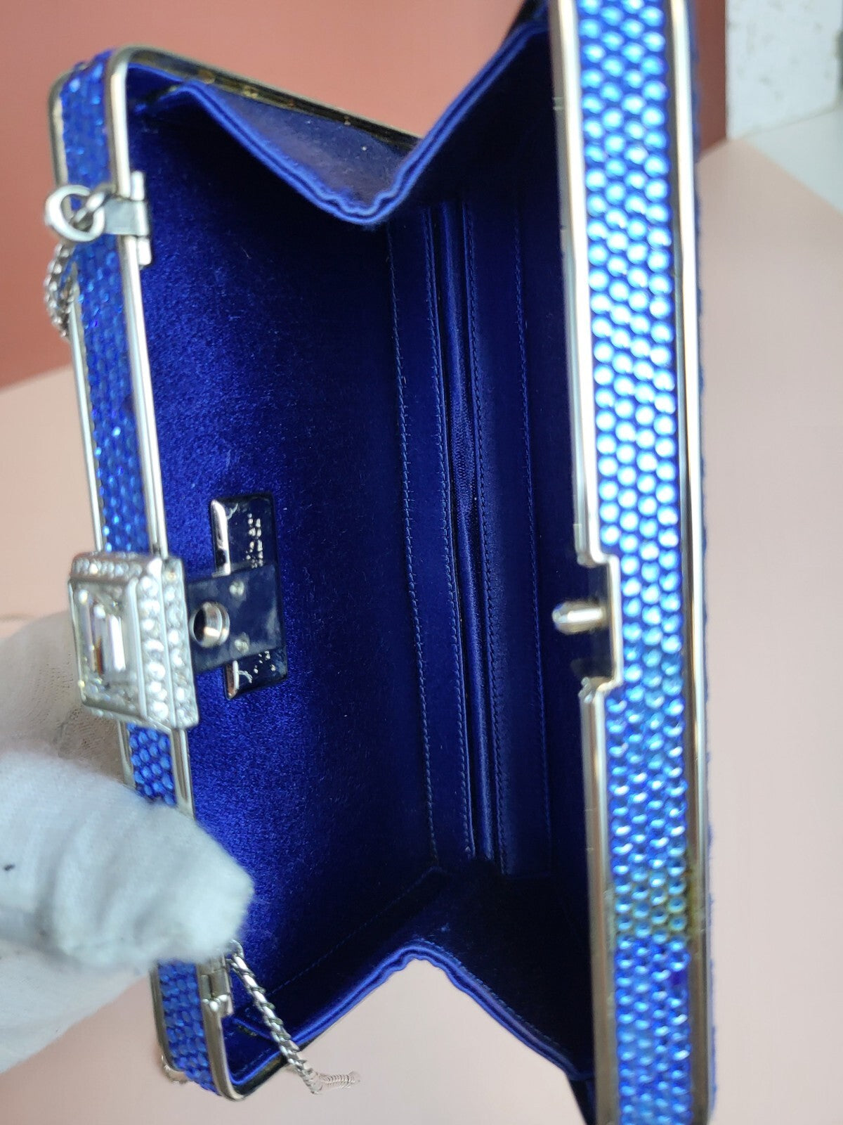Judith Leiber Clutch Small Dark Navy Crystal/Metal For Women 