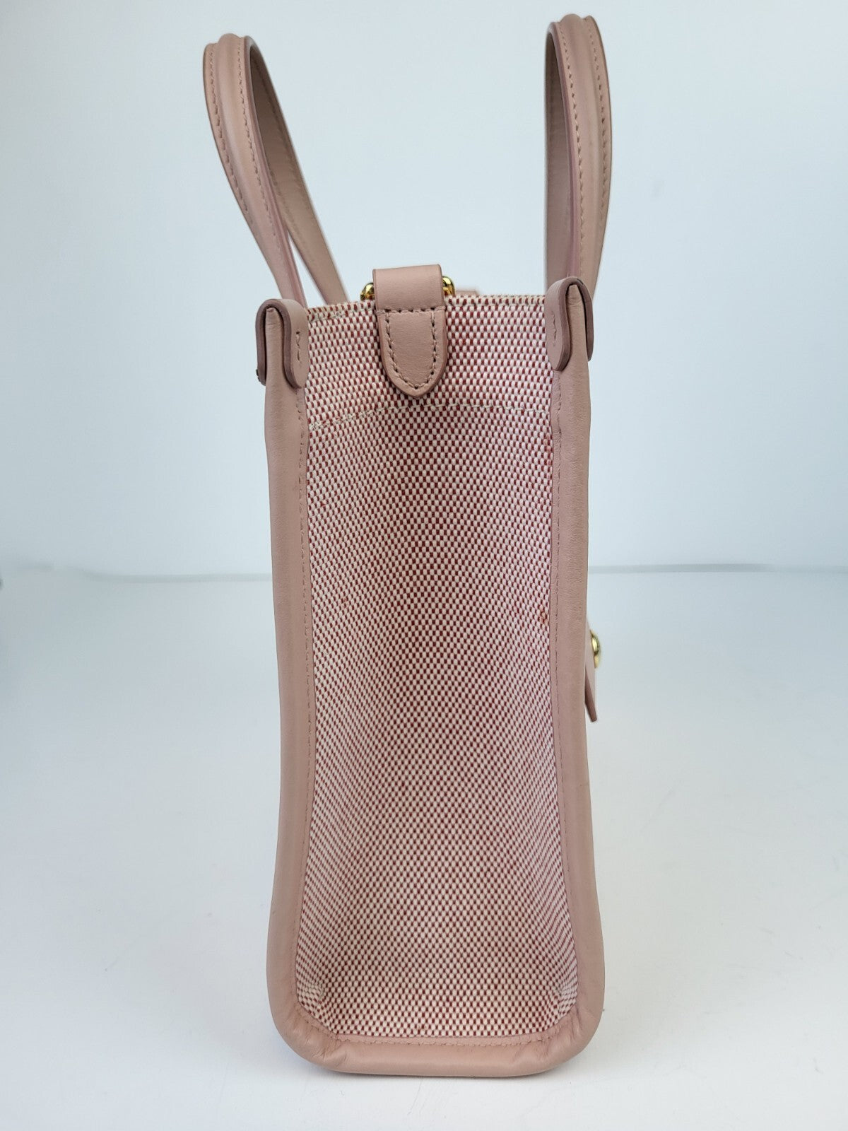 Burberry Freya Shopping Tote Canvas with Leather Mini Pink
