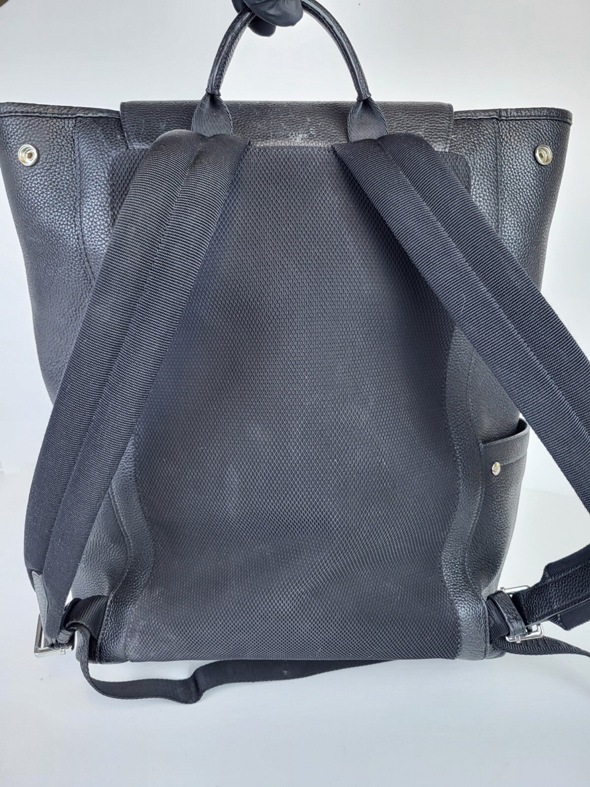 Dior Men's Backpack Saddle Bag Grained Black Leather 