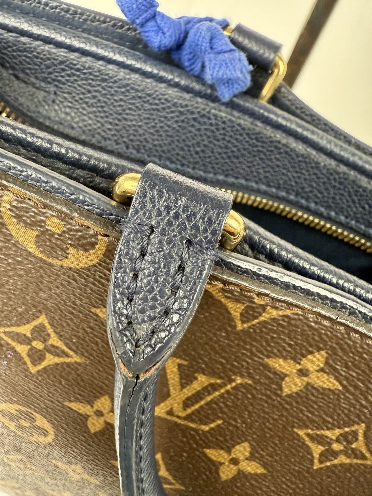Louis Vuitton Popincourt Shoulder Bag PM Blue Brown Canvas Monogram