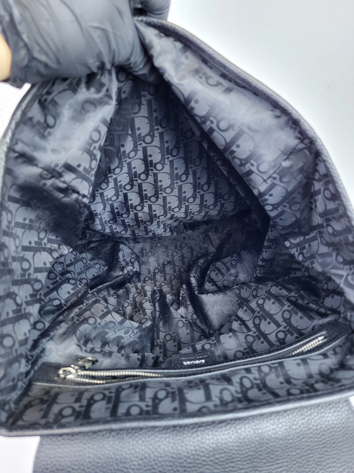 Dior Men's Backpack Saddle Bag Grained Black Leather 