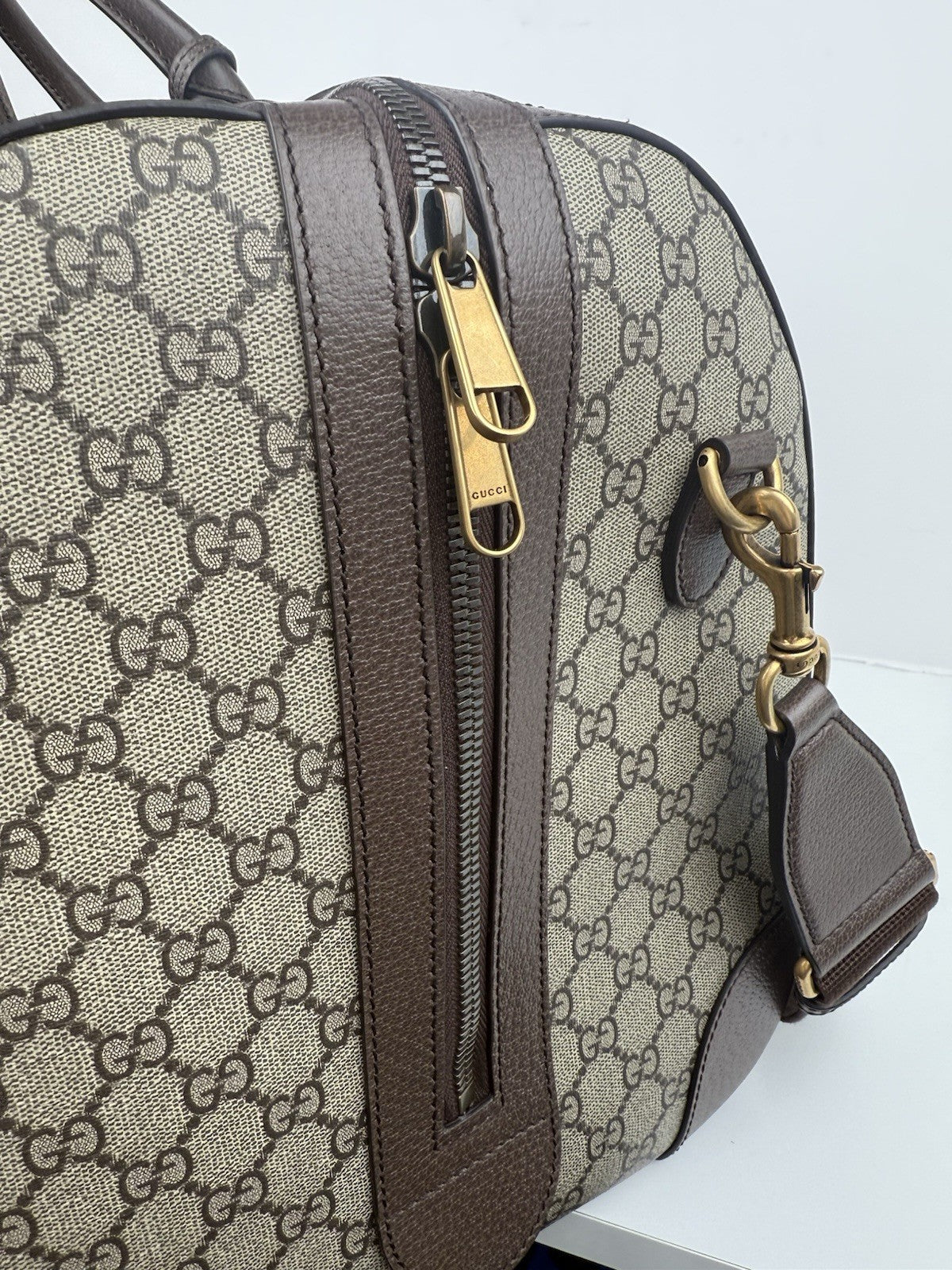 Gucci Supreme Monogram Canvas Large Duffel Bag Beige