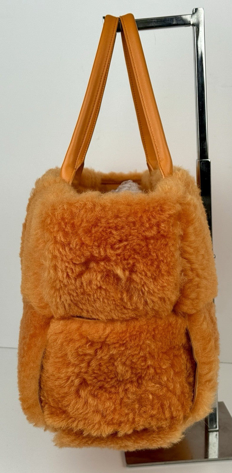 RRP $4100 Bottega Veneta Arco Medium Intrecciato Shearling Tote