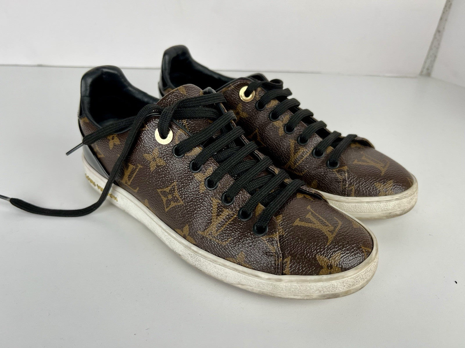 Louis Vuitton Monogram Canvas Patent Leather Front Row Sneakers - Size 37
