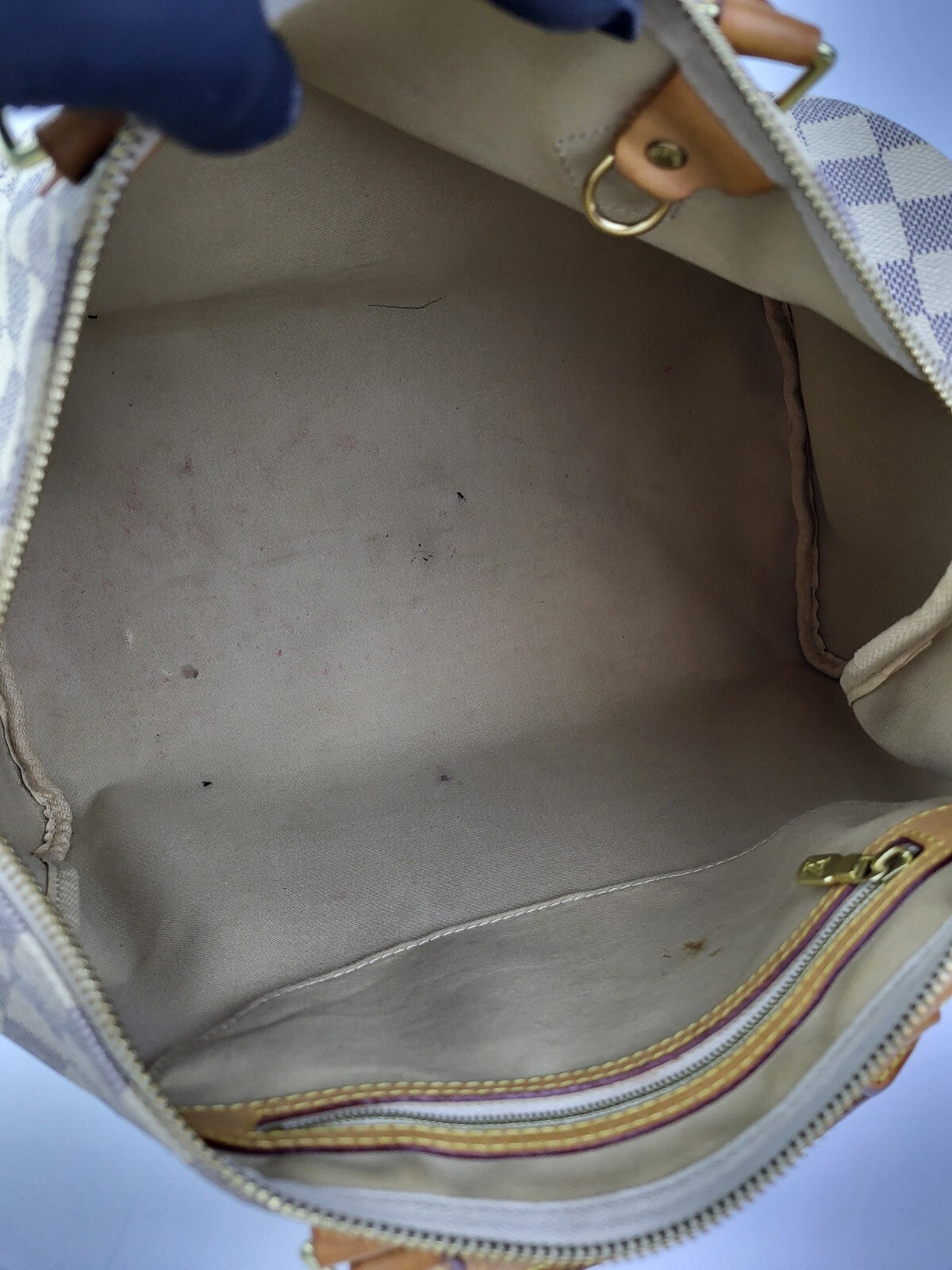 Louis Vuitton Speedy Bandouliere Damier Azur Duffle 35 Canvas Bag