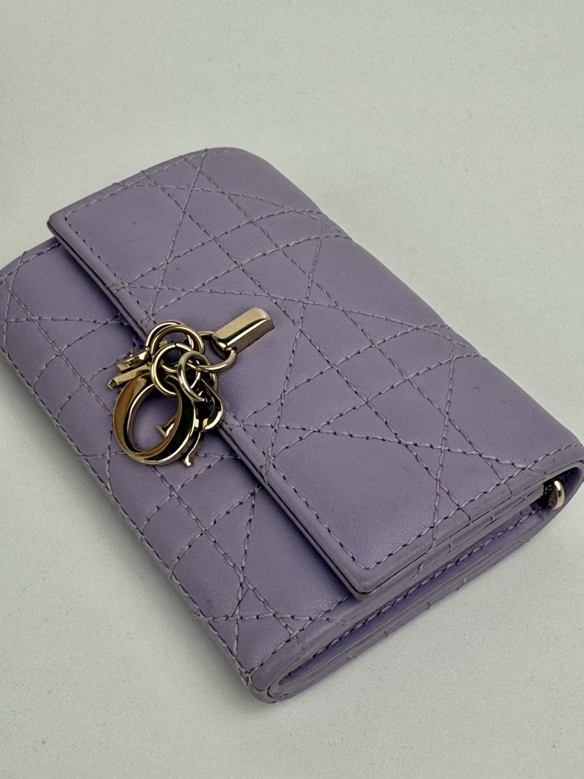 Dior Lambskin Cannage Miss Dior Glycine Wallet Purple