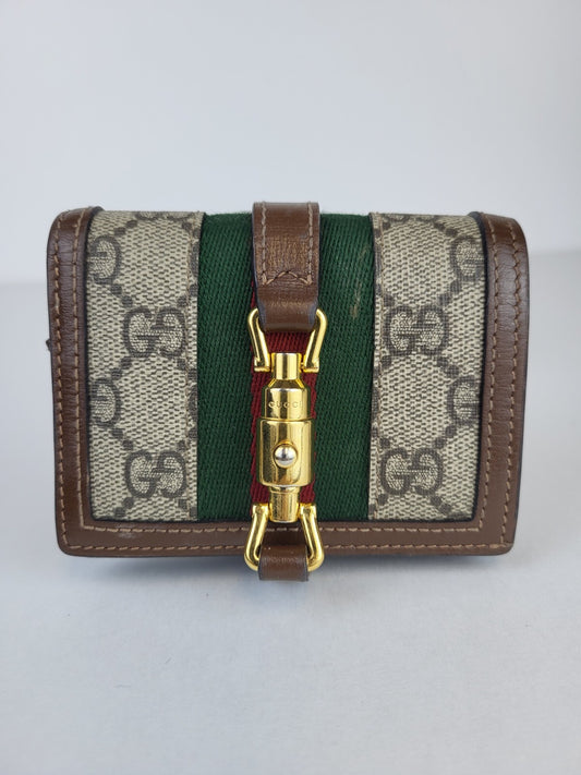 Gucci Supreme Monogram Textured Calfskin Web Jackie 1961 Wallet 