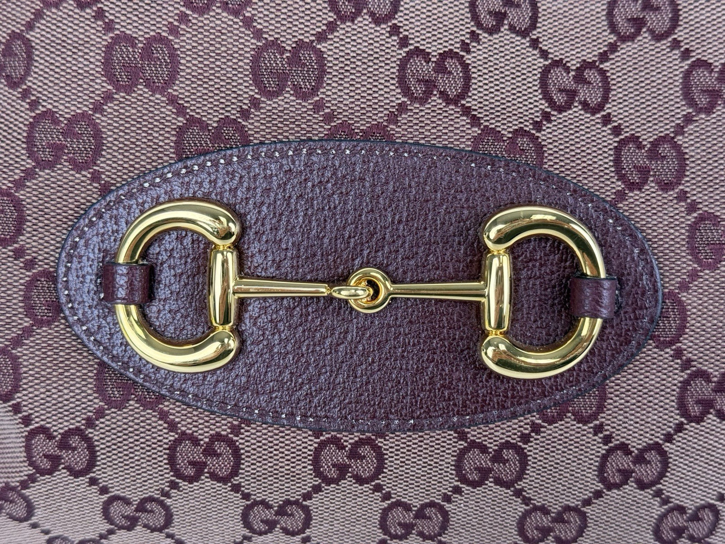 Gucci  Horsebit Burgundy Canvas Drawstring Shoulder Bag Canvas
