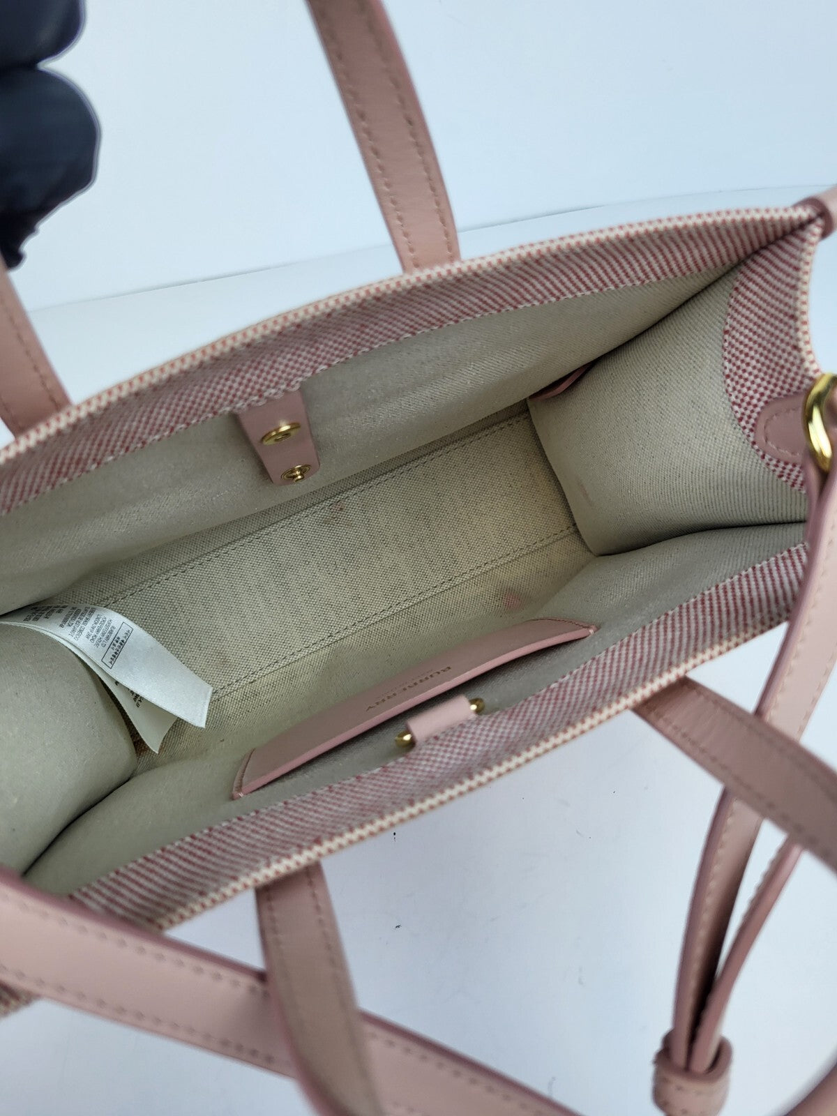 Burberry Freya Shopping Tote Canvas with Leather Mini Pink