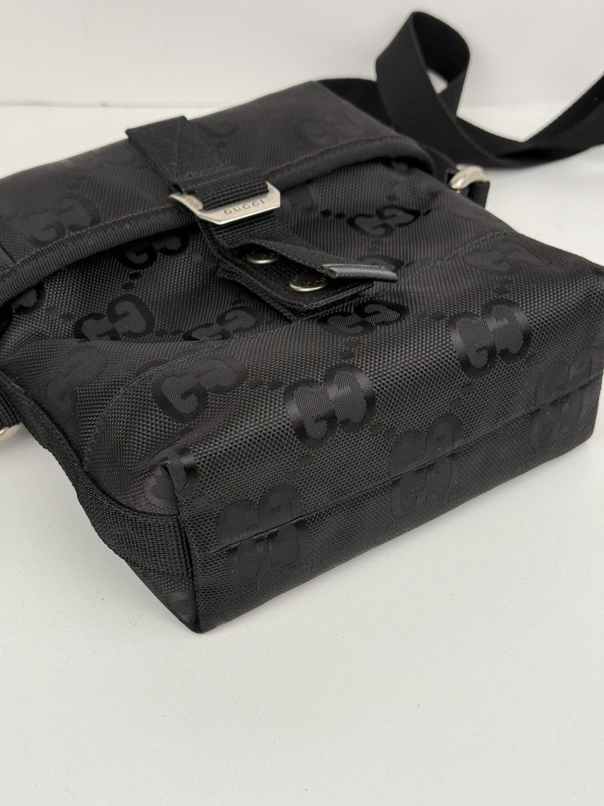Gucci Econyl Nylon Monogram Off The Grid Messenger Bag Black