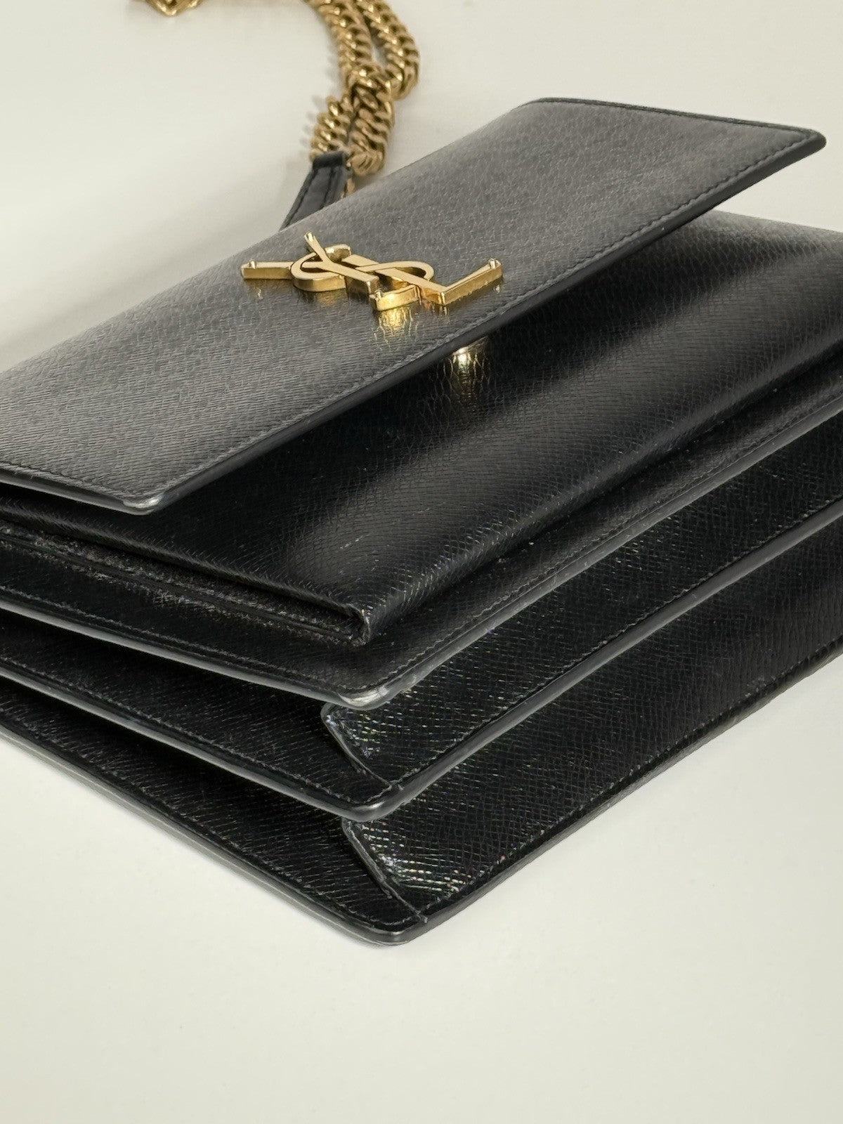 Saint Laurent Black Leather Medium Sunset Chain Shoulder Bag
