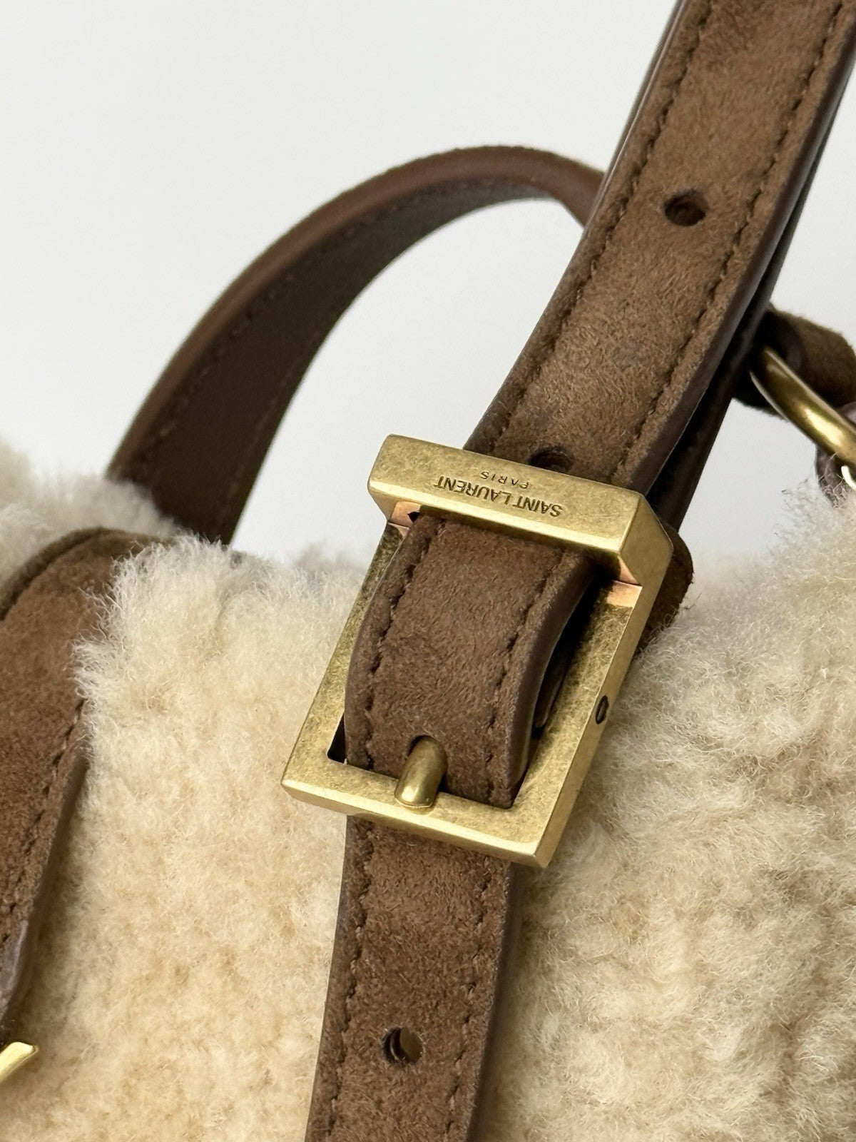 Saint Laurent Le 5 à 7 Mini shearling shoulder bag