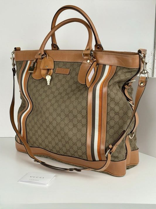 Gucci Canvas Messenger Luggage Bag Large