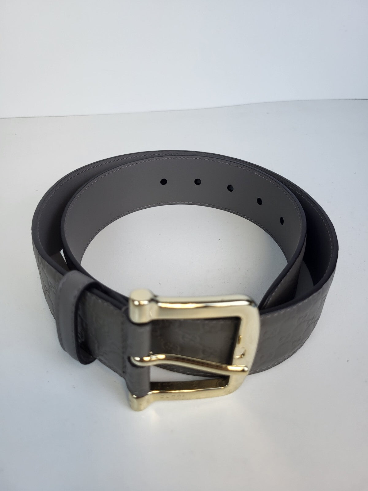 Gucci Belt Gray Monogram Leather 75/30