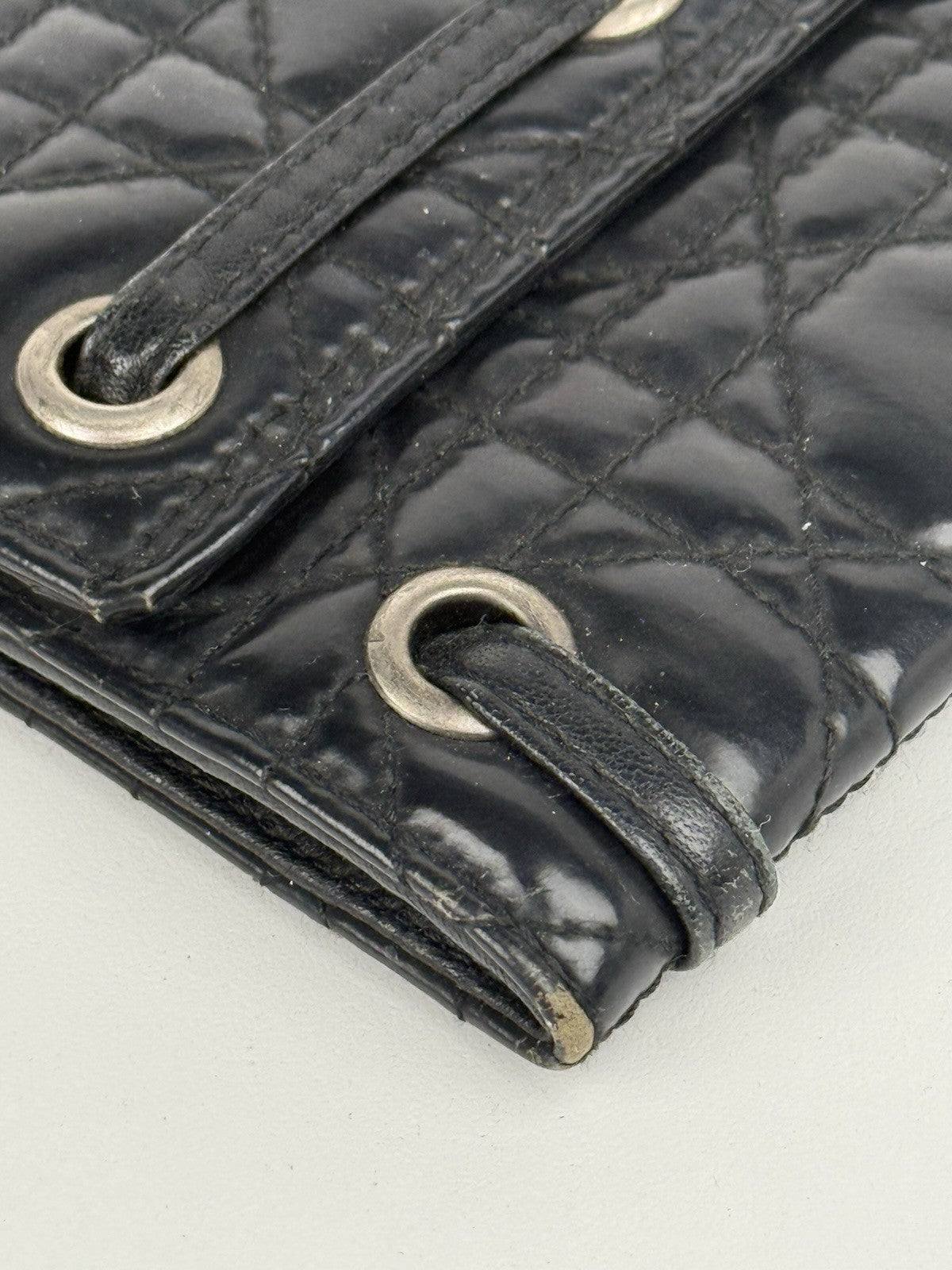 Dior Vintage Cannage Black Leather Clutch 