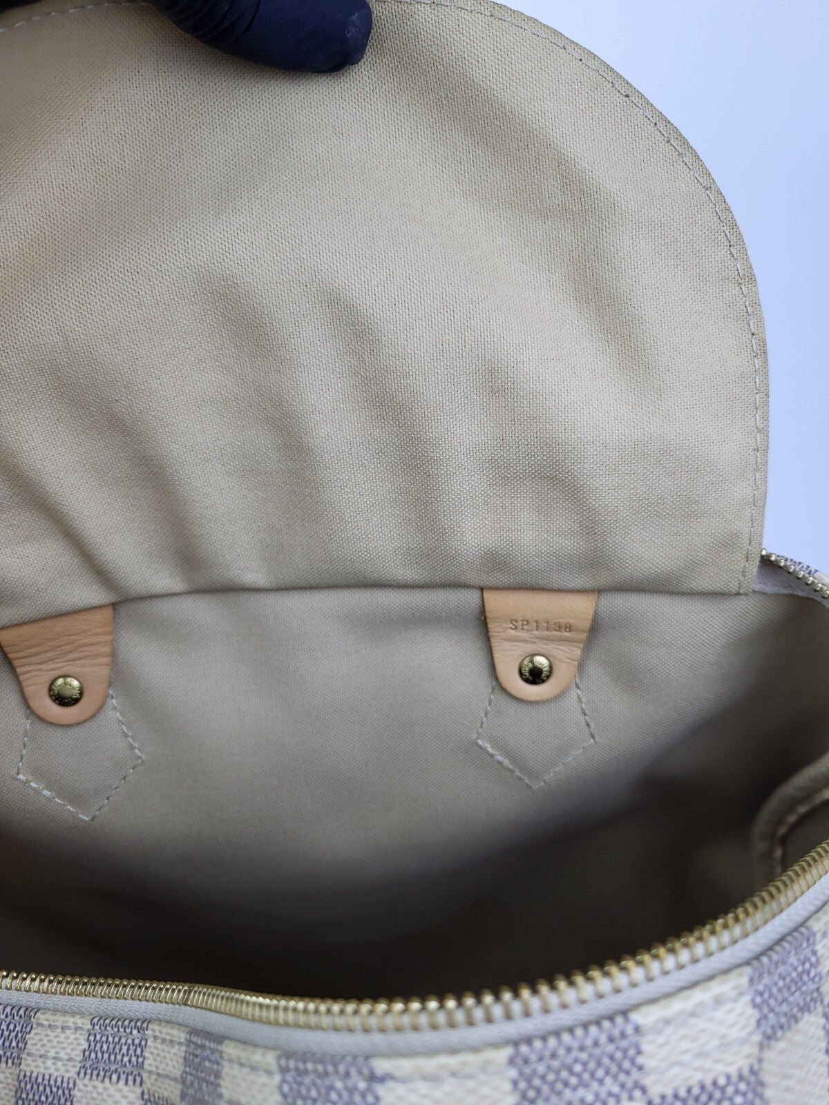 Louis Vuitton Speedy Bandouliere Damier Azur Duffle 35 Canvas Bag