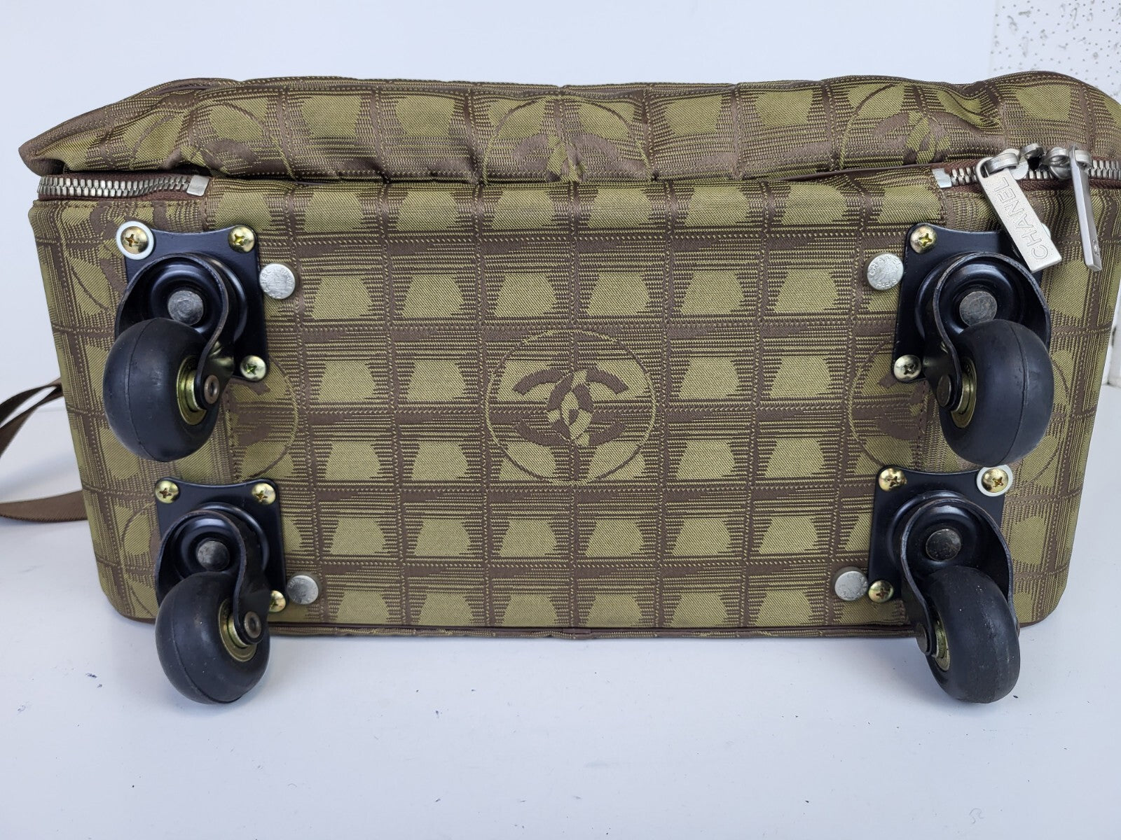 Chanel Vintage Classic Travel Carry On Bag Green