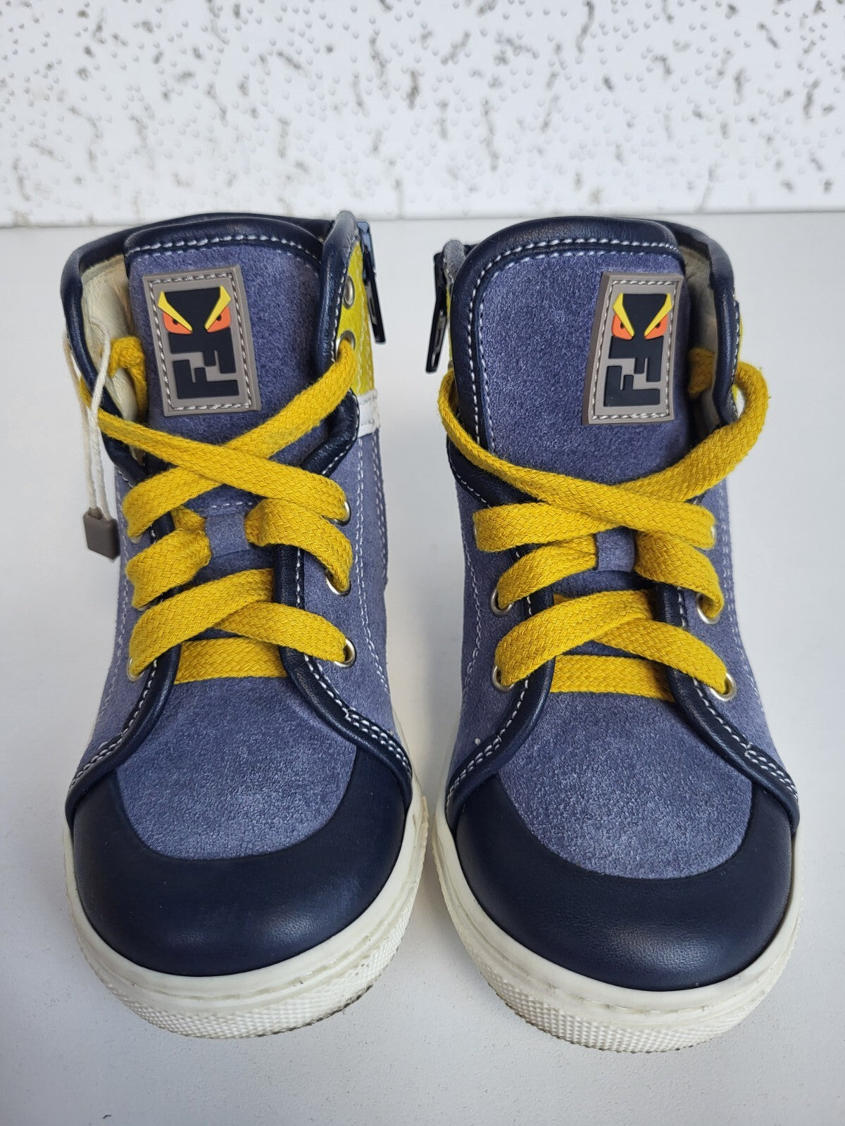 Fendi Boys' Suede High Top Sneakers - Blue Sizes 24