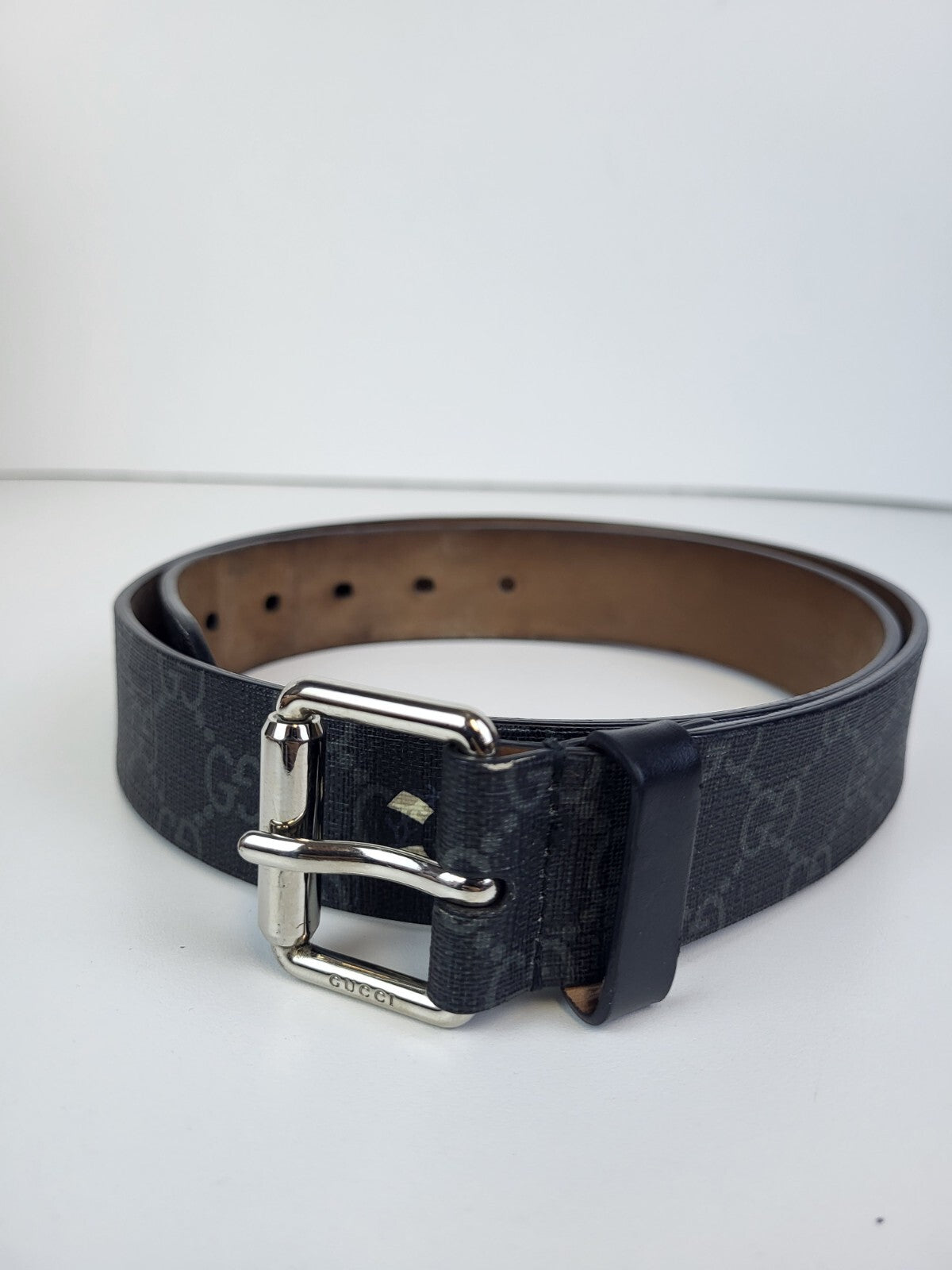 Gucci Belt Gray Canvas Snake 90/36