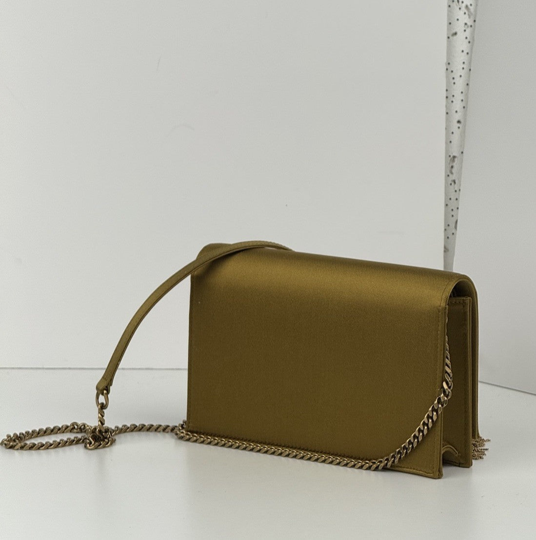 Saint Laurent Kate Tassel Satin Wallet on Chain
