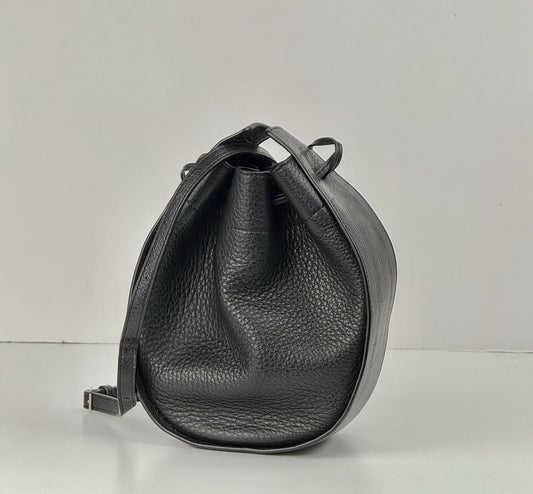 The Row Black Leather Crossbody Bucket Bag