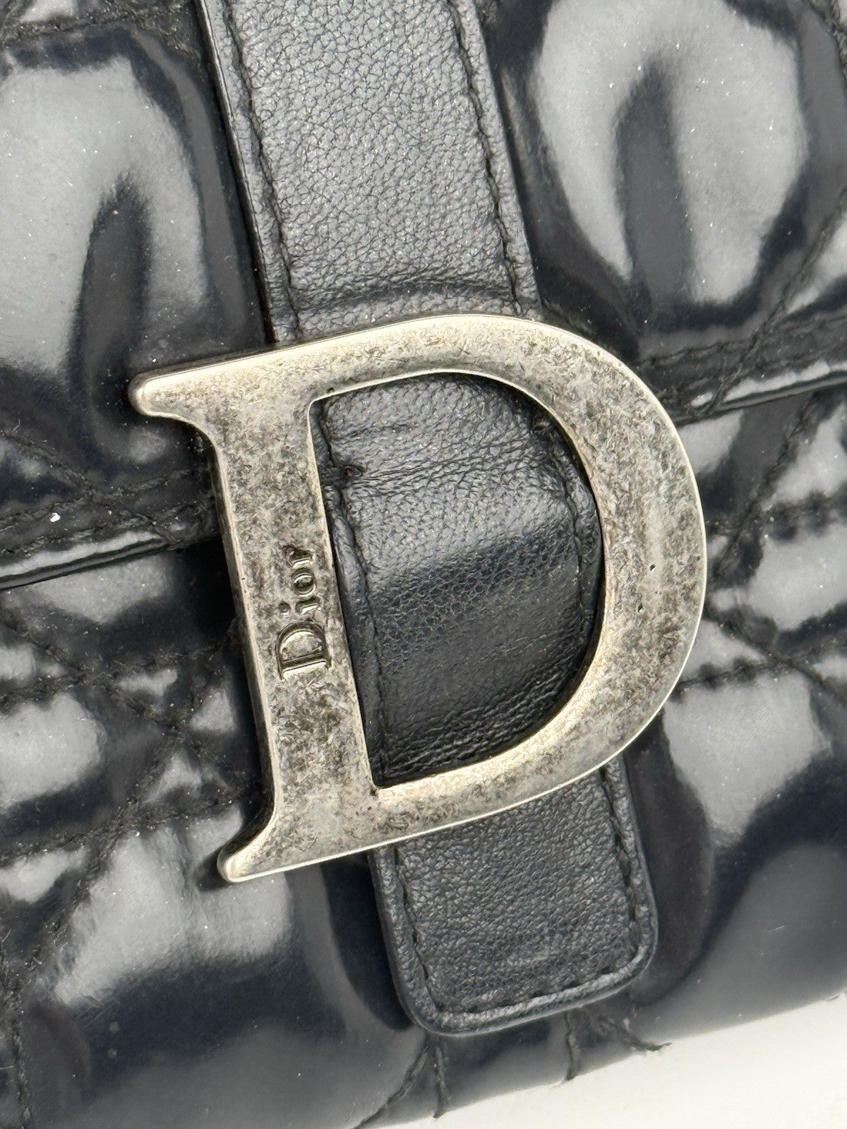 Dior Vintage Cannage Black Leather Clutch 
