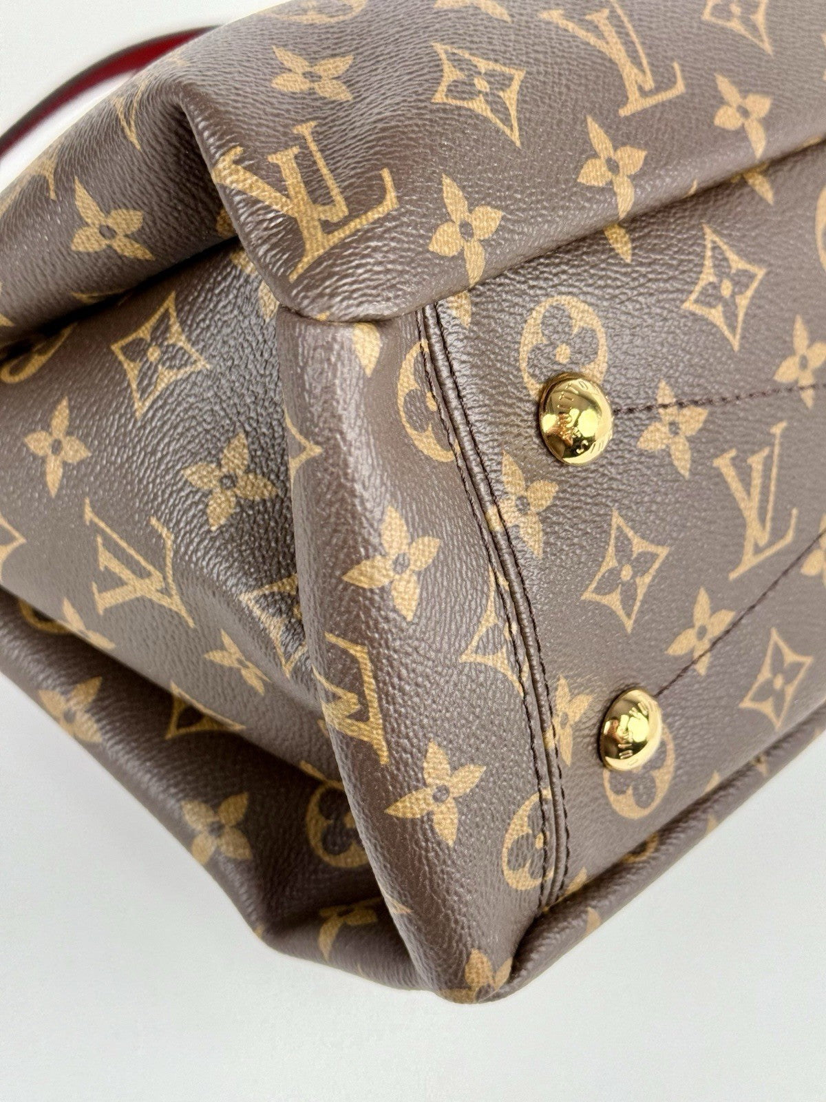 Louis Vuitton Bag Pallas Shopper Monogram Tote Brown/Red Canvas Leather