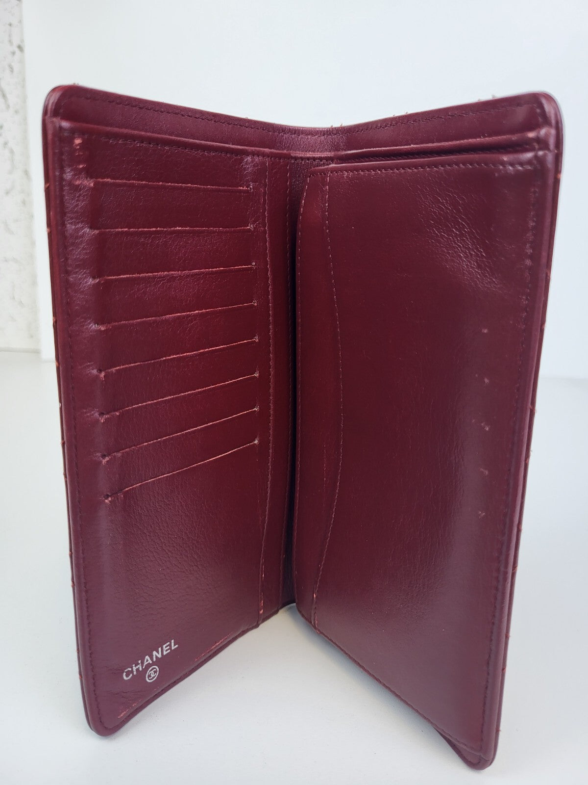 Chanel Wallet Interlocking CC Logo Patent Leather Continental Red  