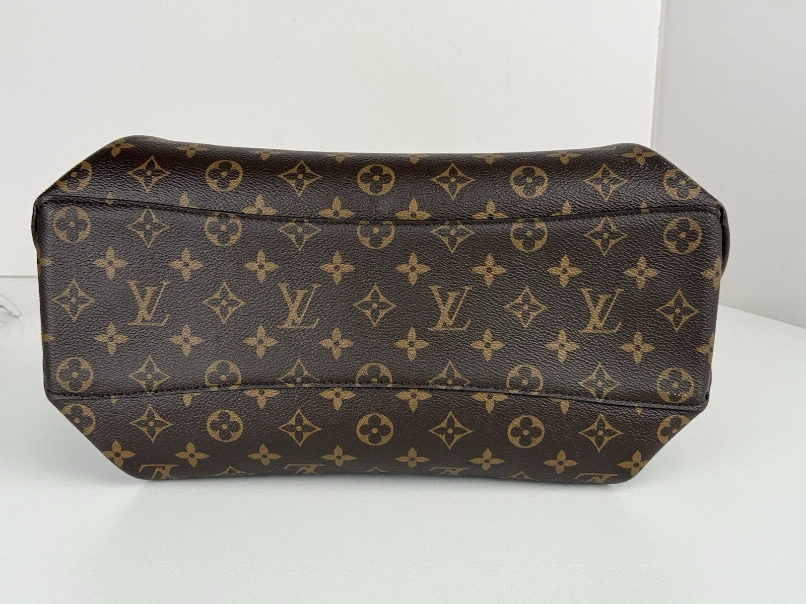 LOUIS VUITTON Monogram Tote Bag Rivory Hand Bag Brown Canvas