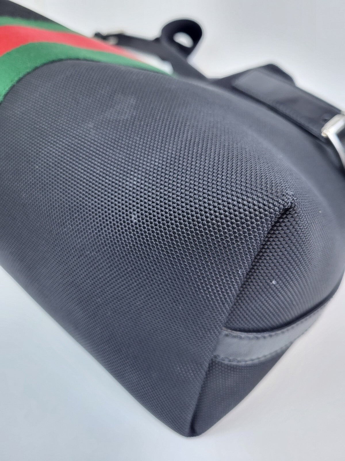 Gucci Nylon Web Top Handle Shoulder Bag Black