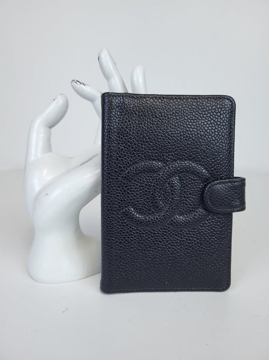 Chanel pocket book Cover Black Caviar Leather Notebook Cover 