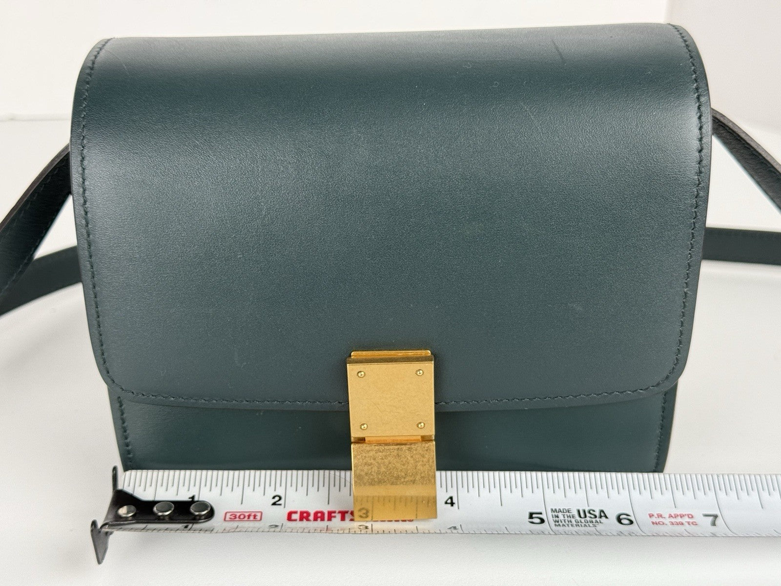 Celine Classic Box Shoulder Bag Medium Dark Green Leather