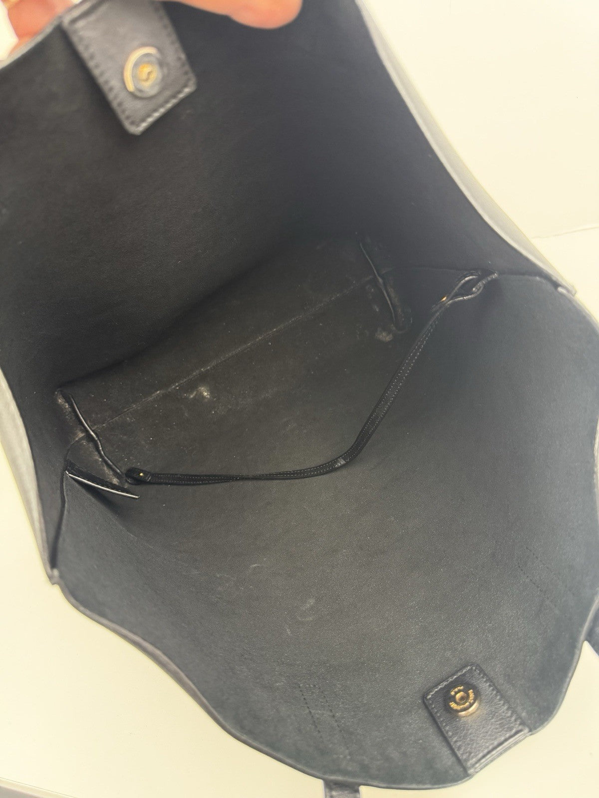 Saint Laurent Black Leather Shopping Tote