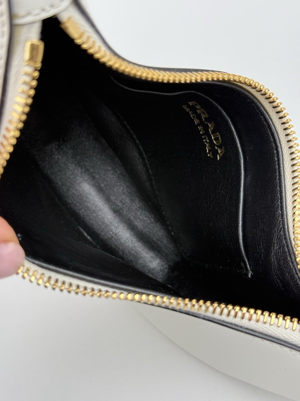 Prada White Leather Arque Shoulder Bag