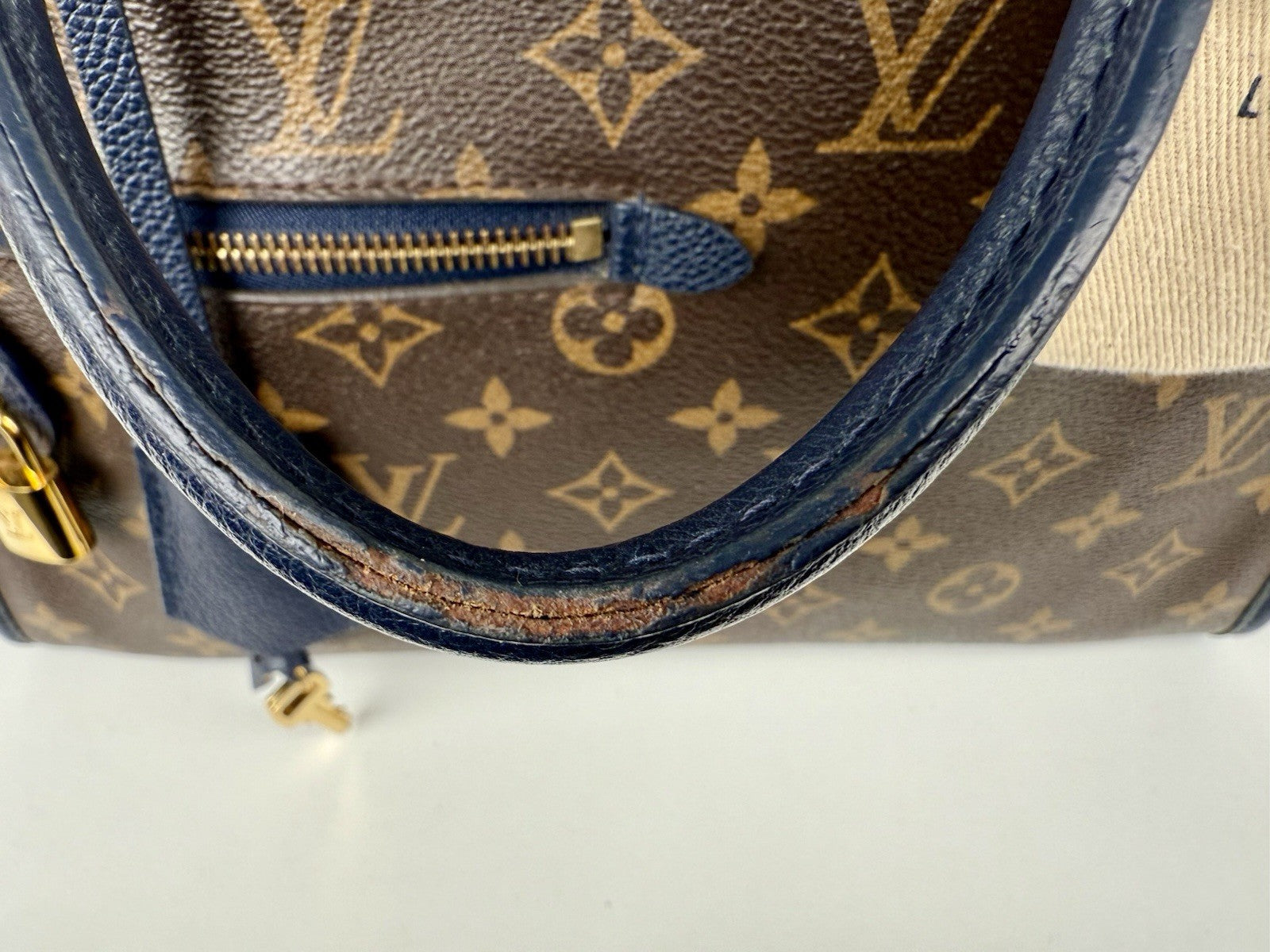 Louis Vuitton Popincourt Shoulder Bag PM Blue Brown Canvas Monogram
